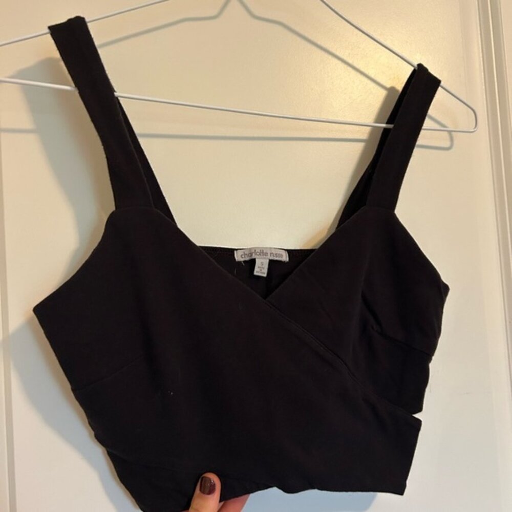 Black Crop Top with cut outs - Picture 2 of 5